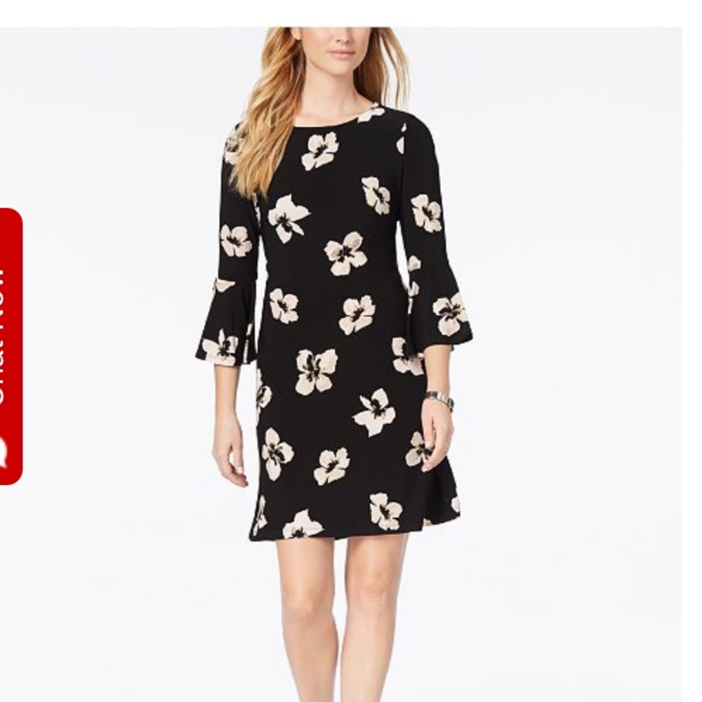 NWT 16 Tommy Hilfiger floral black dress